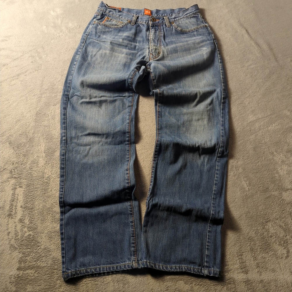 BOSS Hugo Boss Jeans 32x32* Blue Faded Straight Baggy Skater Grunge Streetwear
